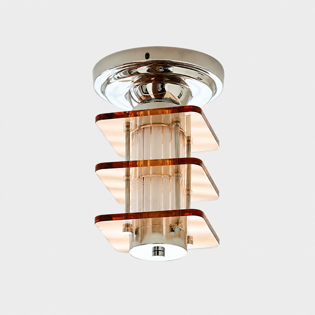 Square Amber acrylic Bauhaus ceiling lamp white background SKU image