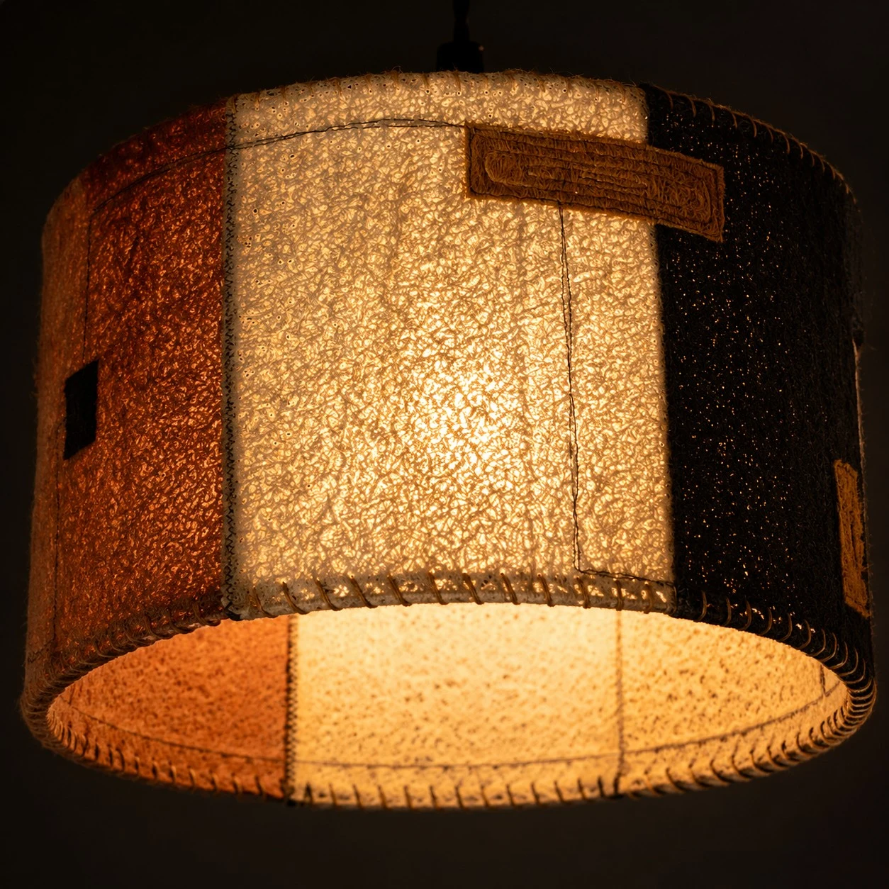 Natural Loofah Woven Pendant Lamp Wabi Sabi Patchwork Hanging Light