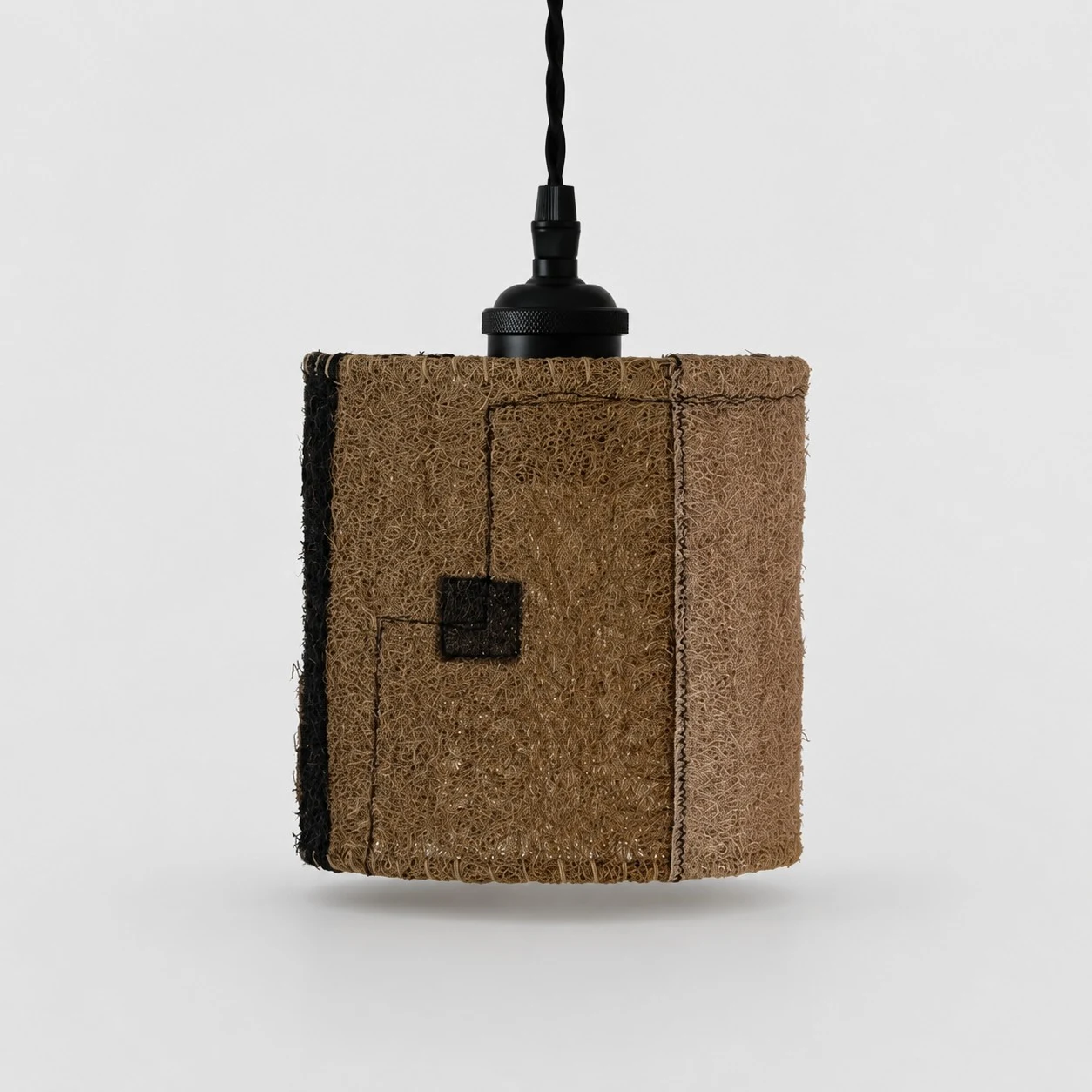 Natural Loofah Woven Pendant Lamp Wabi Sabi Patchwork Hanging Light