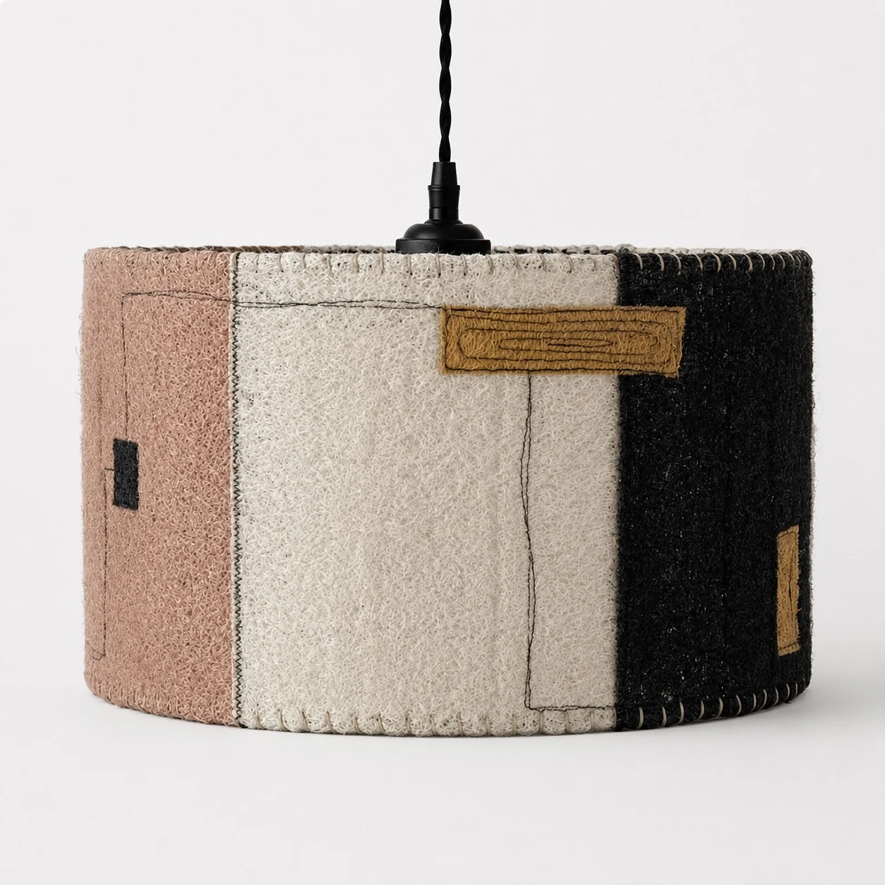 Natural Loofah Woven Pendant Lamp Wabi Sabi Patchwork Hanging Light