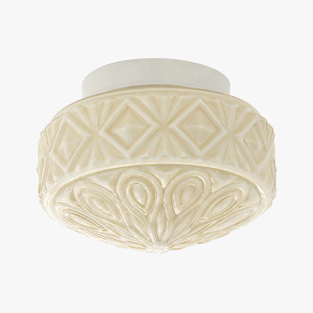 Warm beige glass flush mount ceiling light