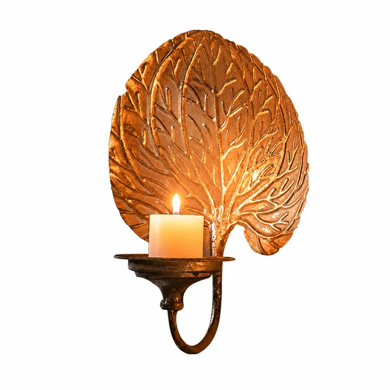 Vintage Leaf Wall Candle Sconce