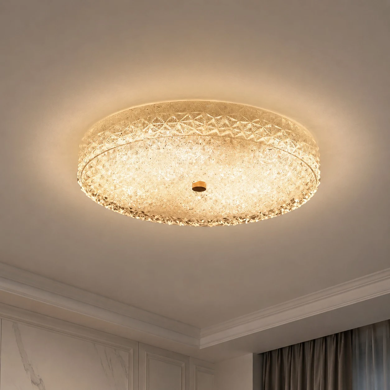 Modern Cut Glass Flush Mount Ceiling Light