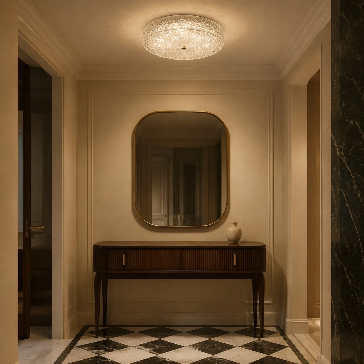 Modern Cut Glass Flush Mount Ceiling Light