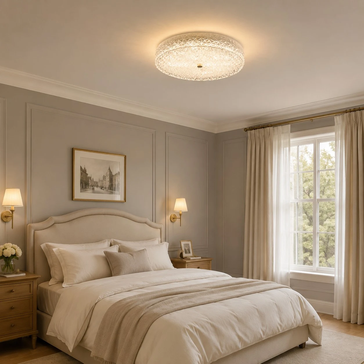 Modern Cut Glass Flush Mount Ceiling Light