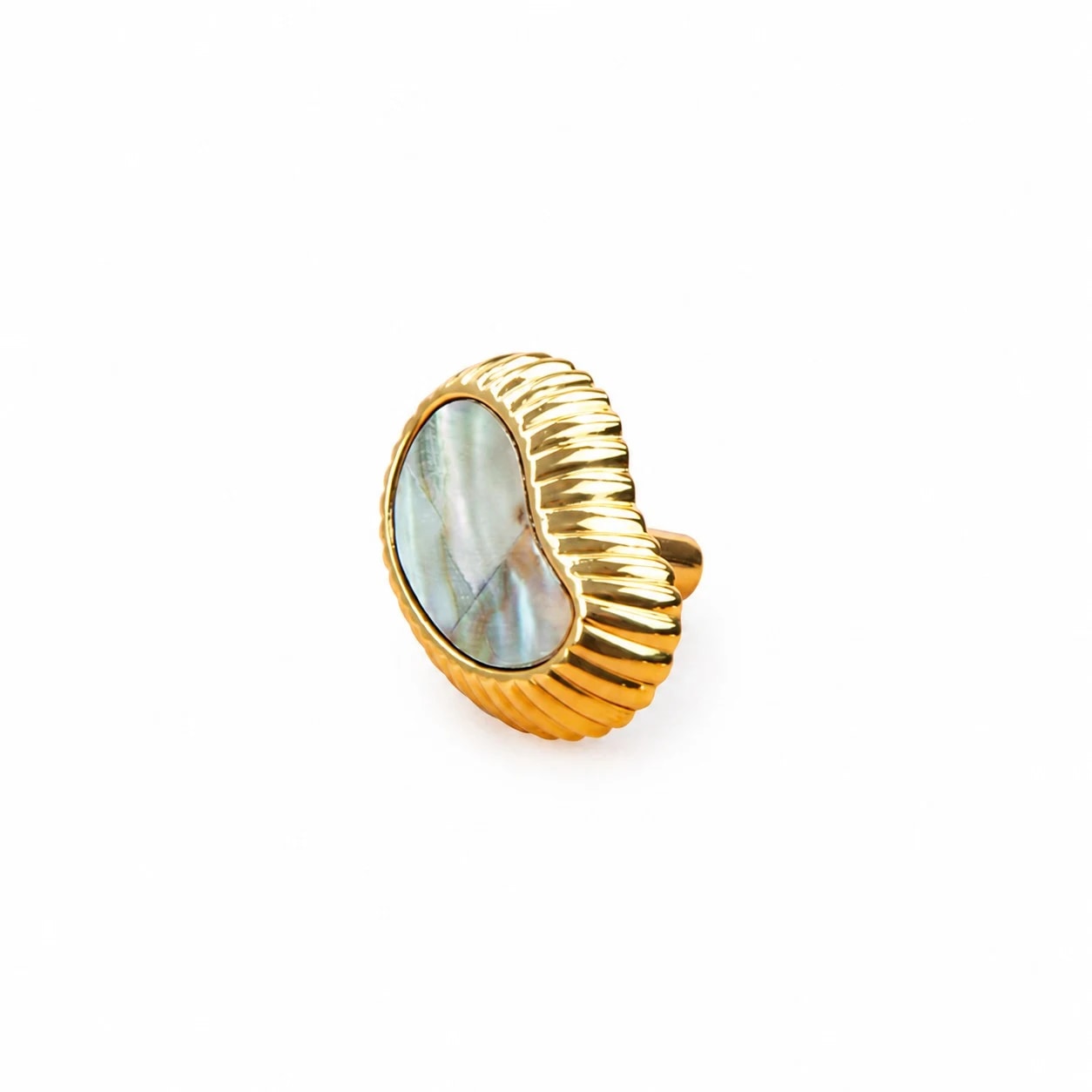 French Vintage Cashew Shell Brass Cabinet Knobs and Pulls - image 2