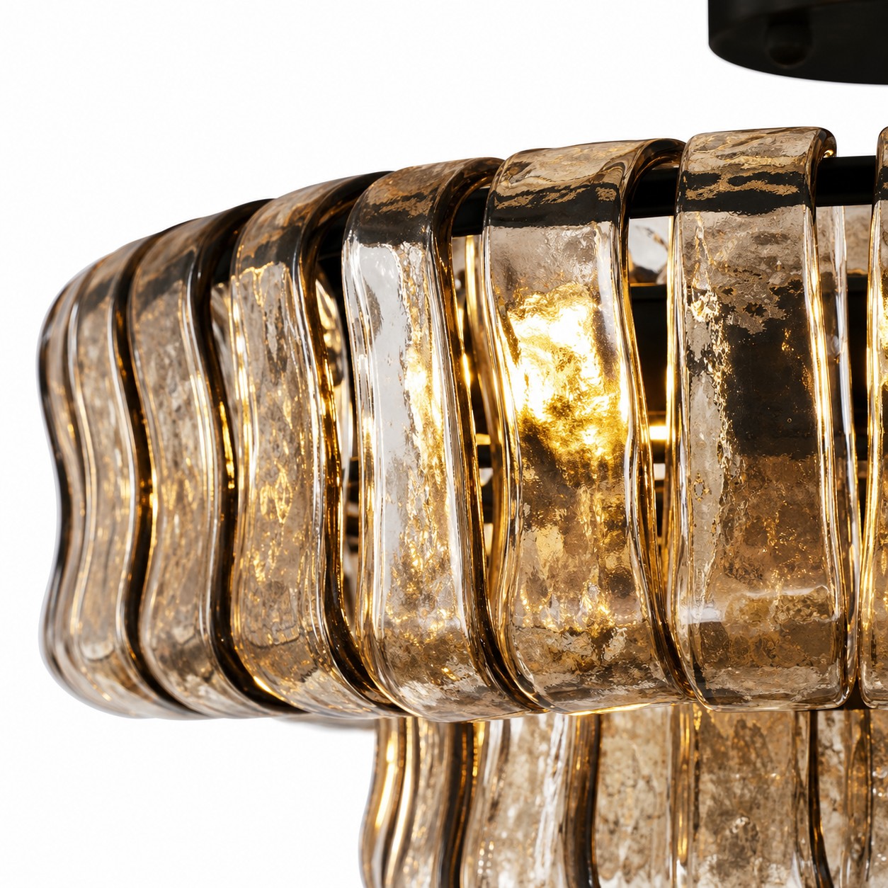 Close view of textured smoked glass and metal frame