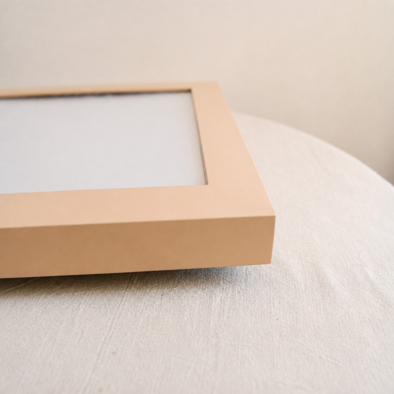 Cream square ceiling lamp corner and raised metal frame detail