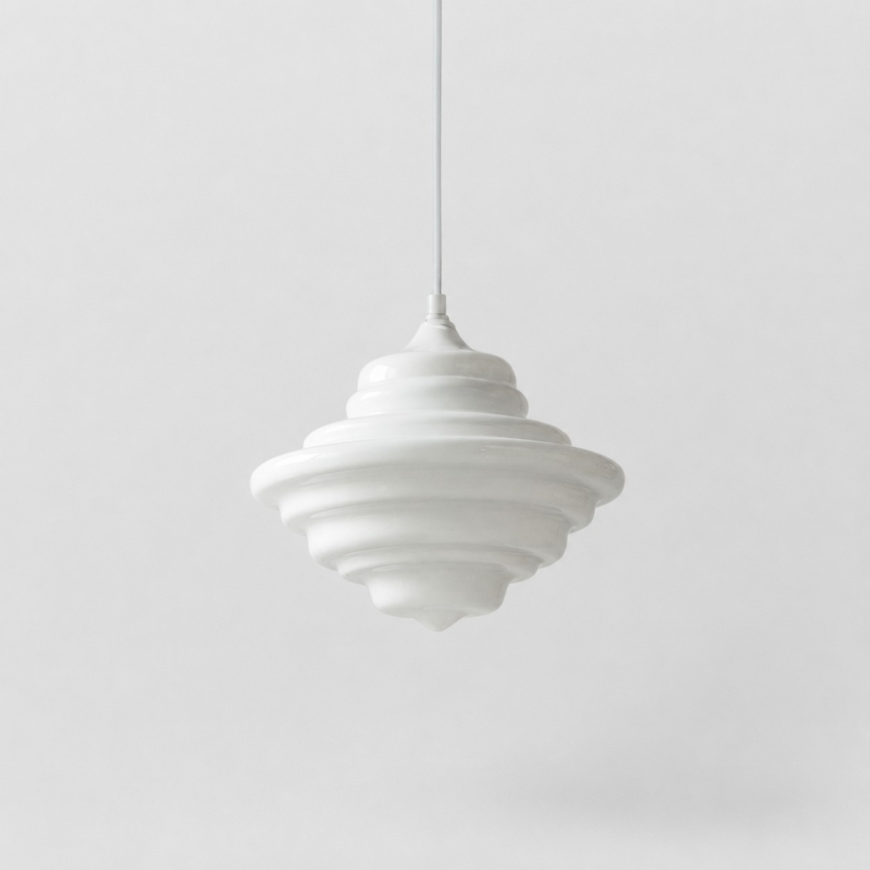 Space Age white glass pendant light product view
