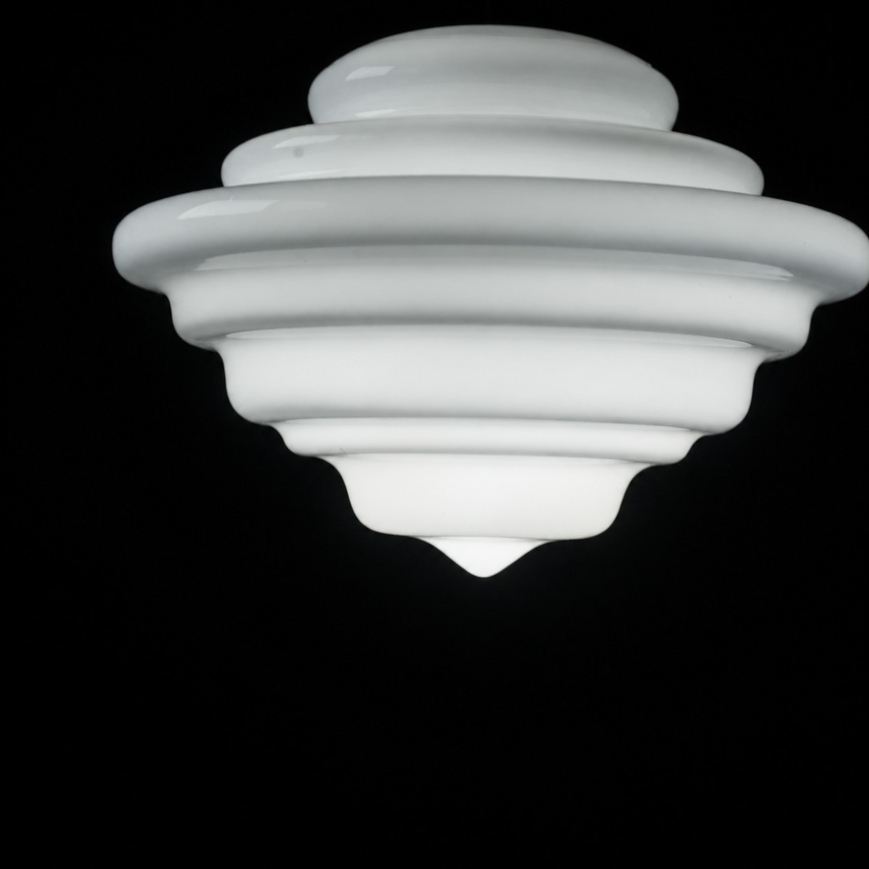 White glass pendant light shade detail