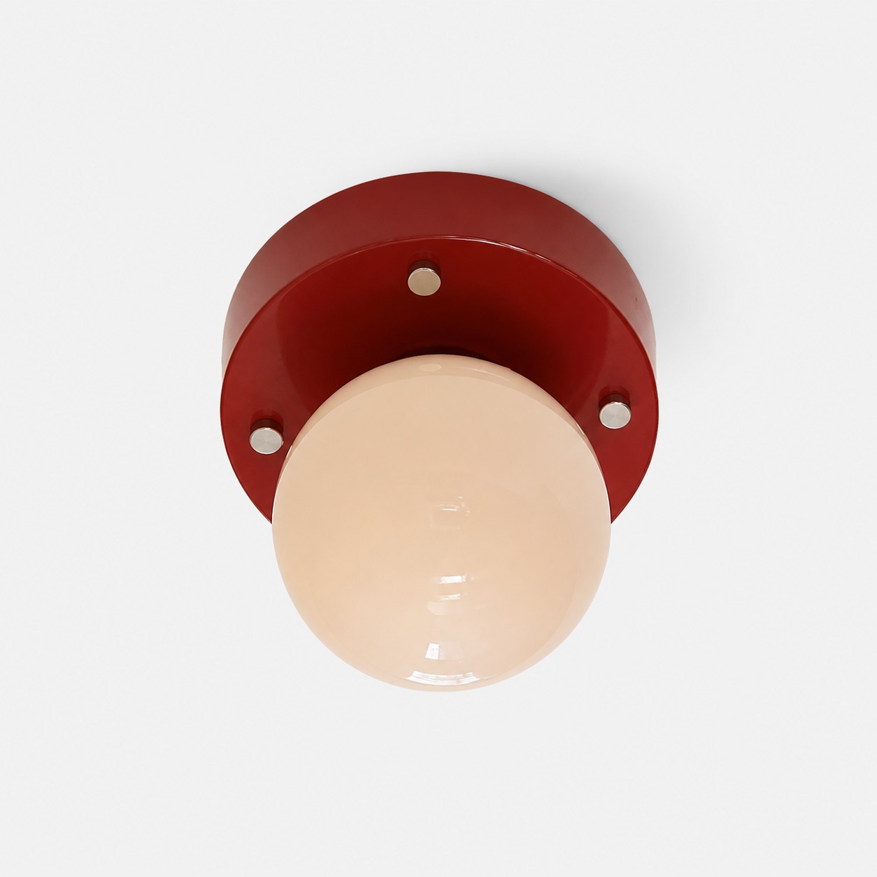 Round red and cream glass LED flush mount ceiling light