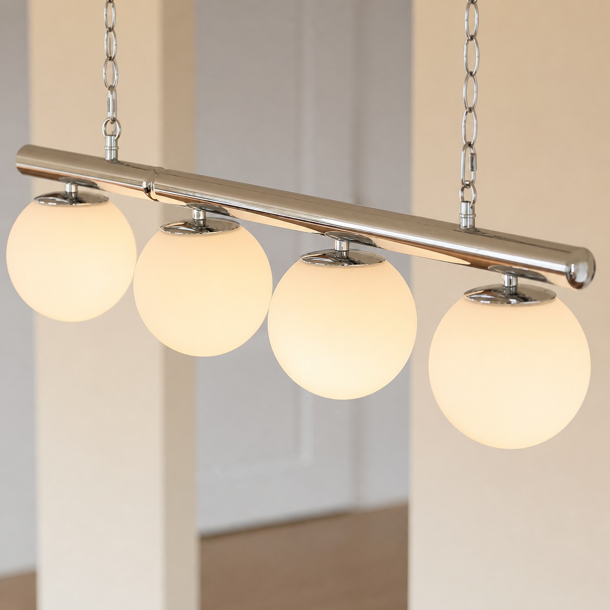 White globe glass shade close view