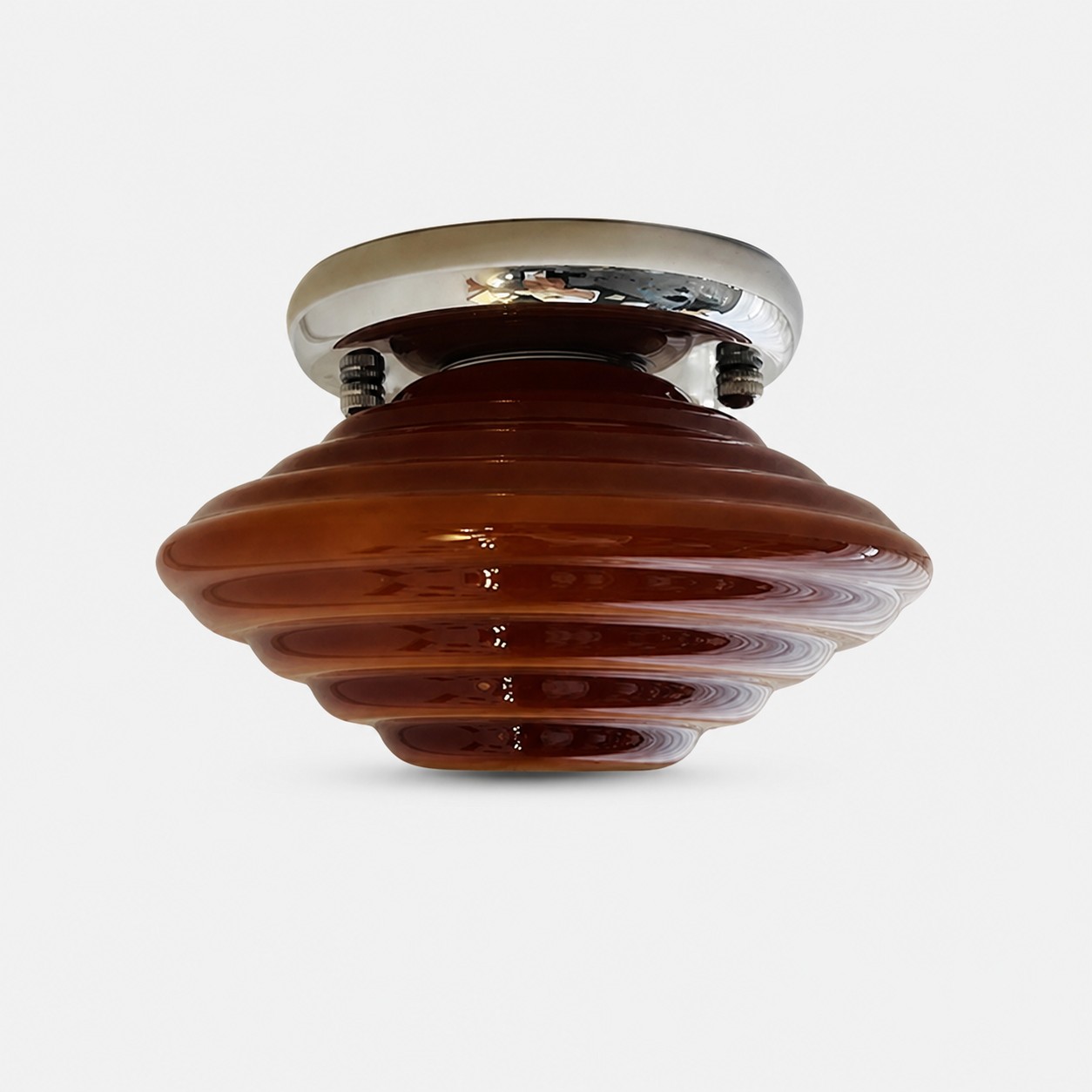 amber glass G9 ceiling light on gray background