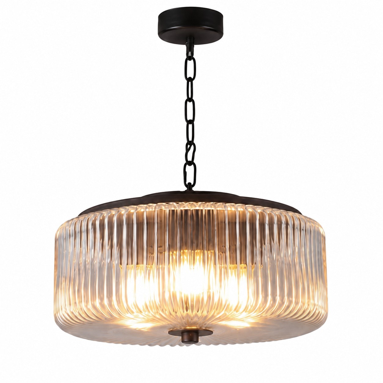 Coffee pendant ribbed glass ceiling lamp