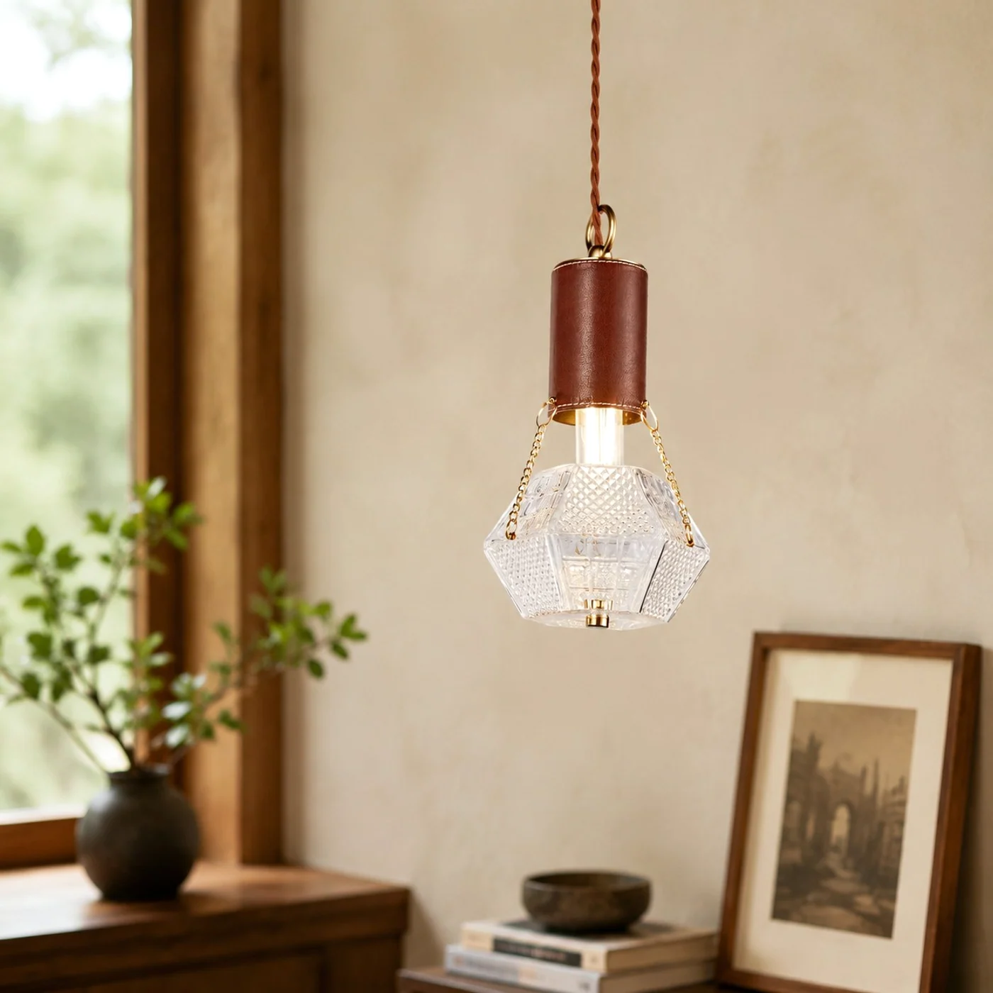 Scène d'ambiance de chambre avec suspension prismatique 5