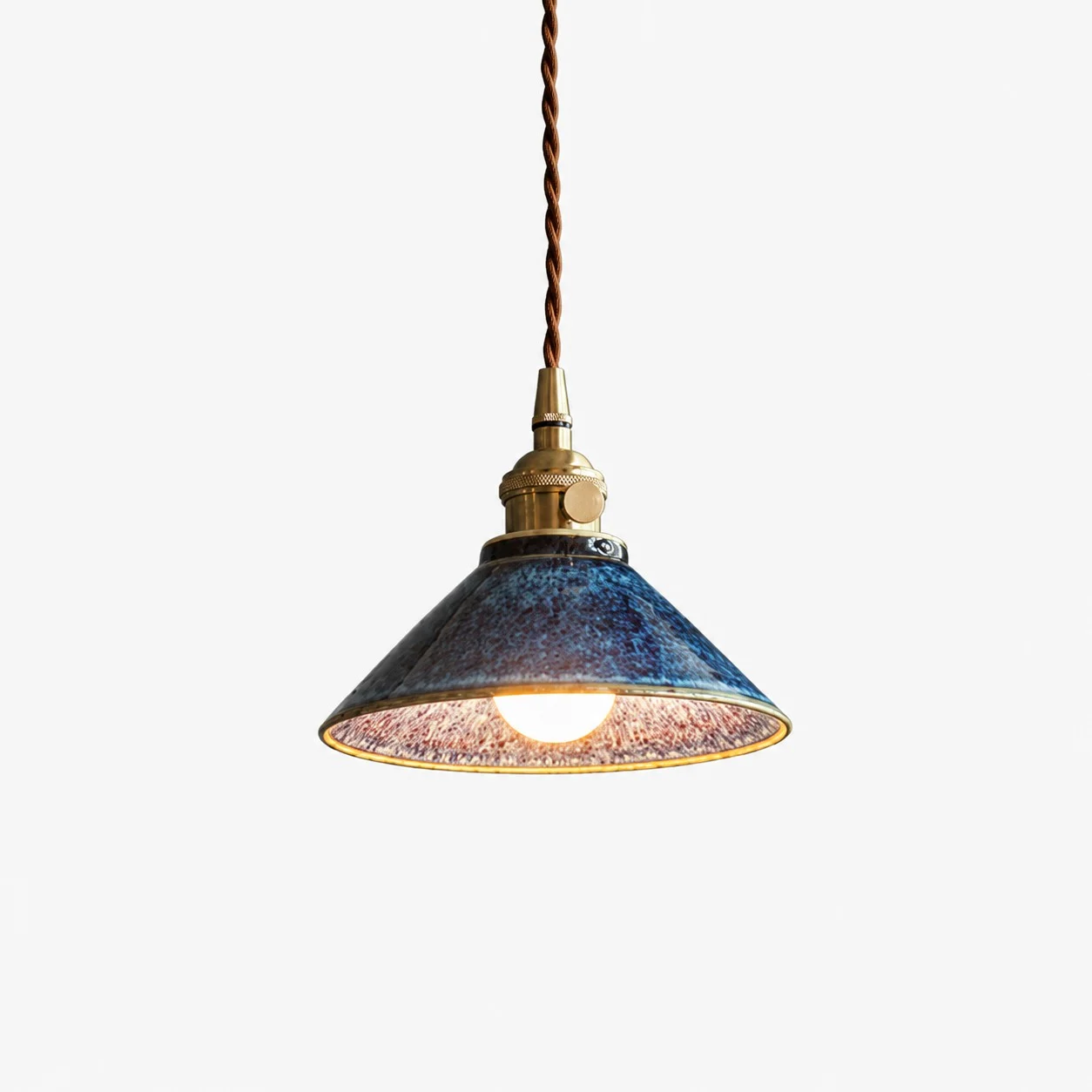 Lámpara colgante de cerámica Tenmoku Blue Glaze