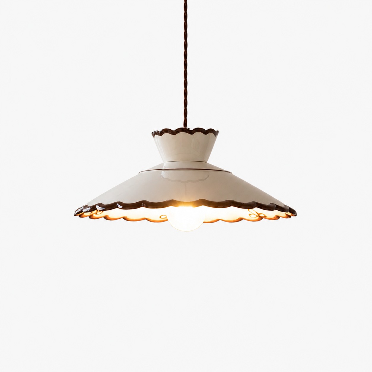 pendentif en céramique blanc crème de 33 cm à une tête