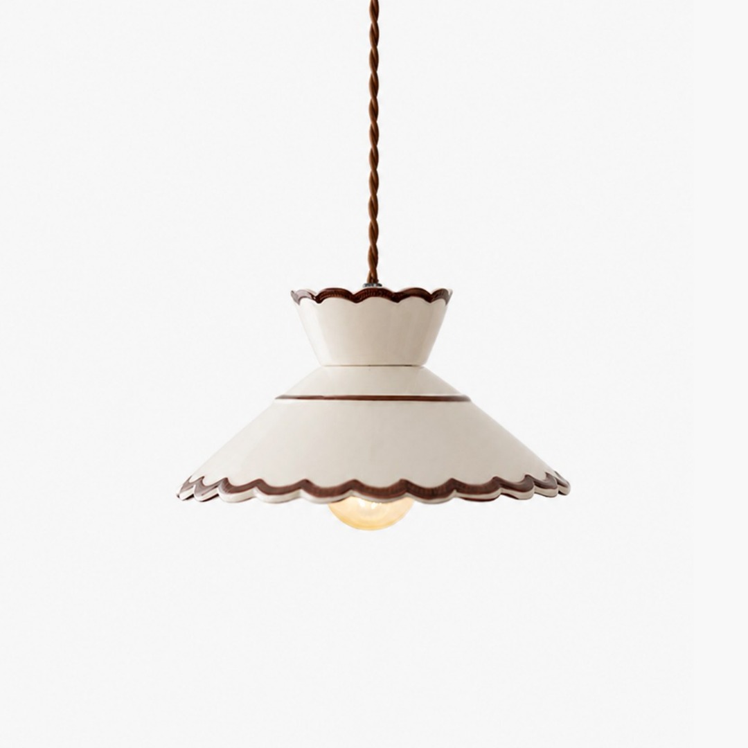 Pendentif en céramique blanc crème de 24,5 cm à une tête