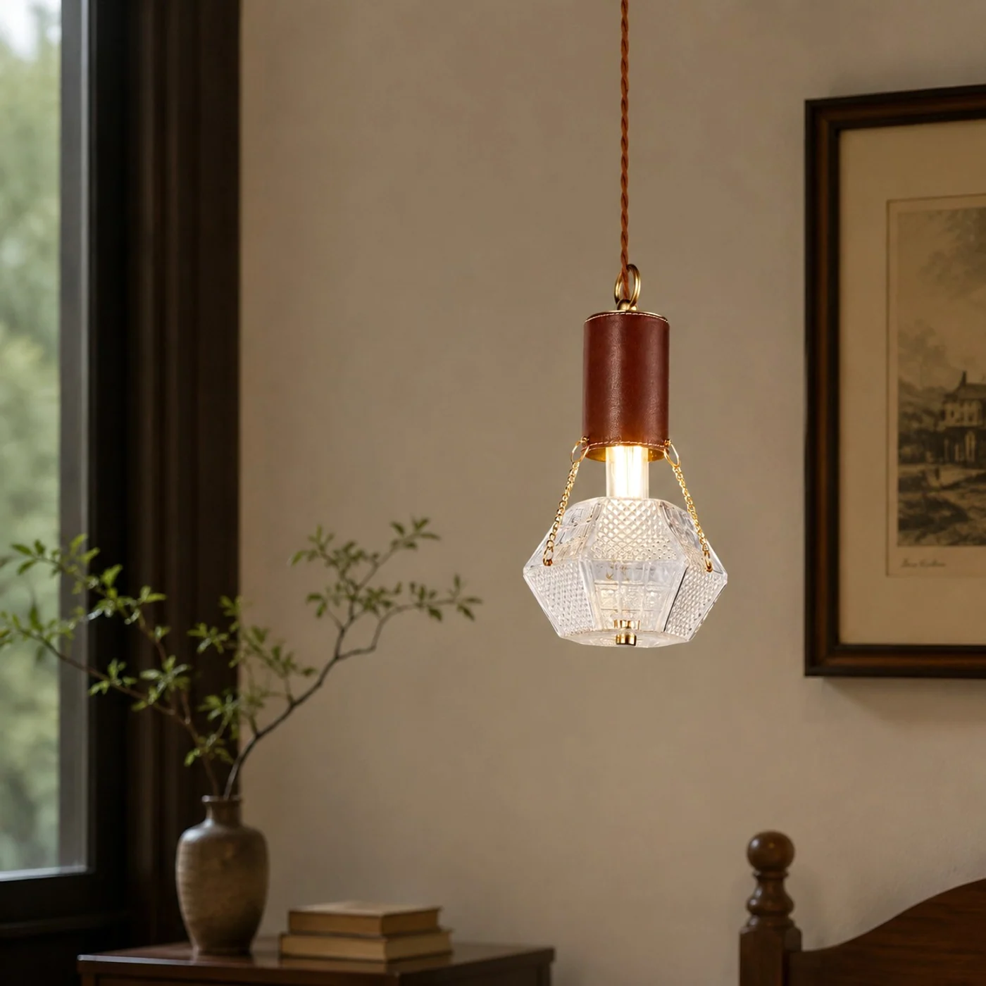 Scène d'ambiance de la pièce avec suspension prismatique 1